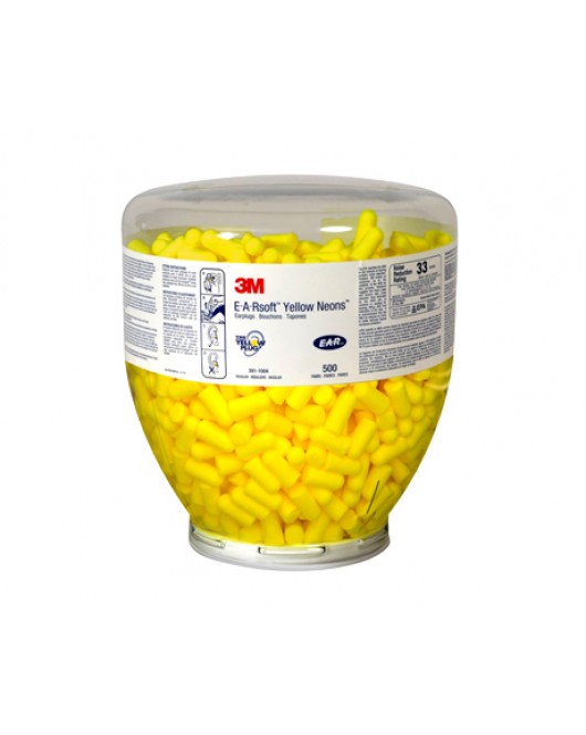 3M™ E-A-RSOFT™ YELLOW NEONS™ EAR PLUGS REFILL FOR ONE TOUCH™ 500pcs 391-1004